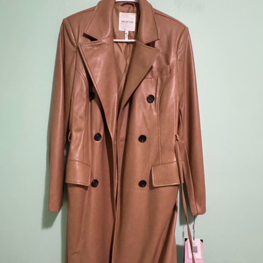 Avec Les Filles Tan Camel Trench Coat - Picture 3 of 6